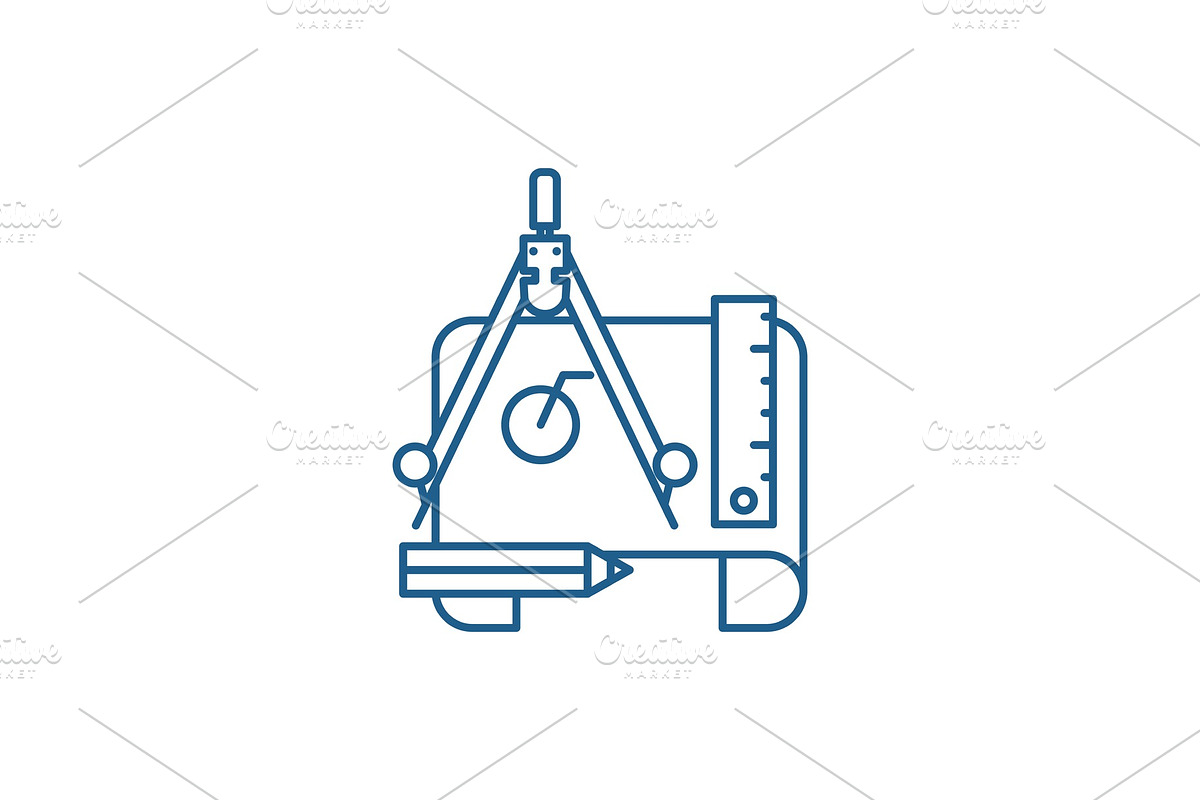 Engineering project line icon in Illustrations - product preview 8