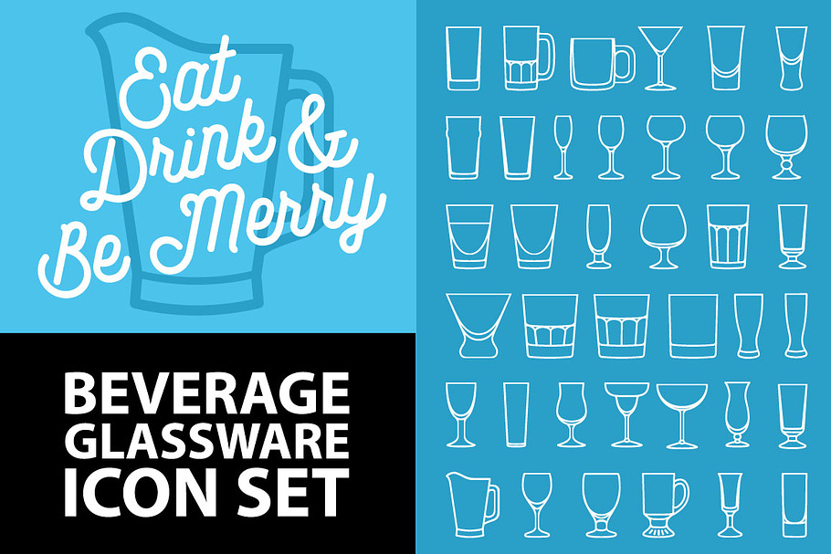 Bar Beverage Glassware Icons in Graphics - product preview 8