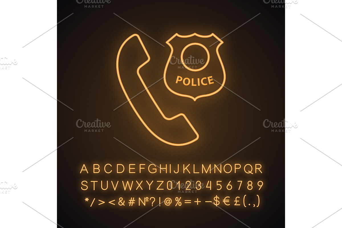 Call the police neon light icon in Icons - product preview 8
