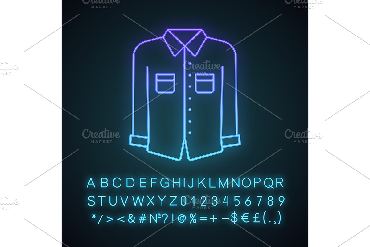 Formal shirt neon light icon in Icons - product preview 8