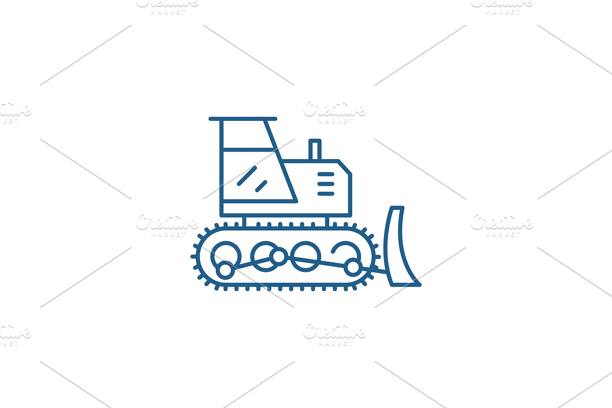 Excavator line icon concept in Illustrations - product preview 8