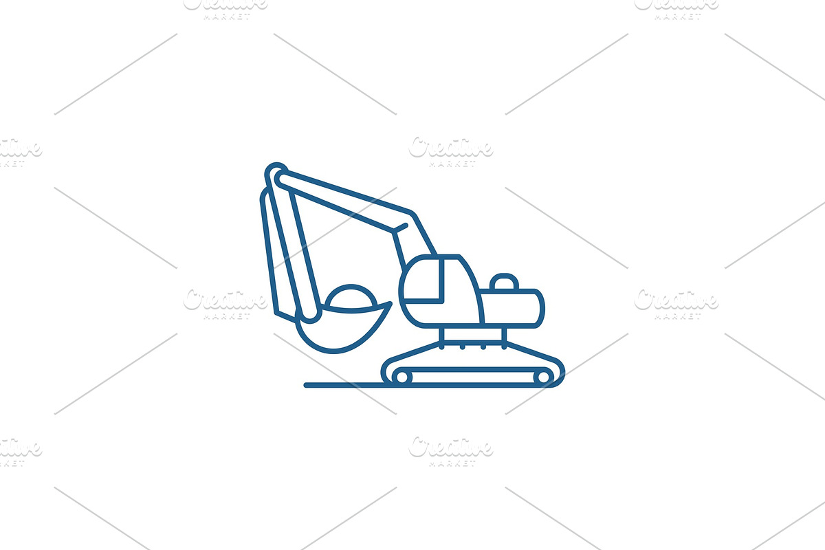 Excavator works line icon concept in Illustrations - product preview 8