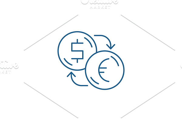 Exchange of dollars for euros line
