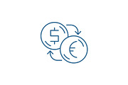 Exchange of dollars for euros line