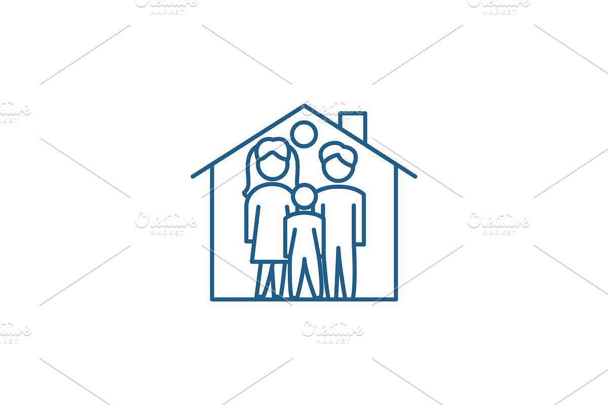 Family house line icon concept in Illustrations - product preview 8