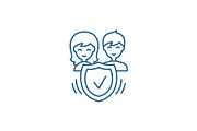 Family insurance line icon concept