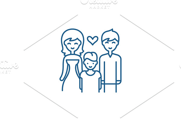 Family with child line icon concept