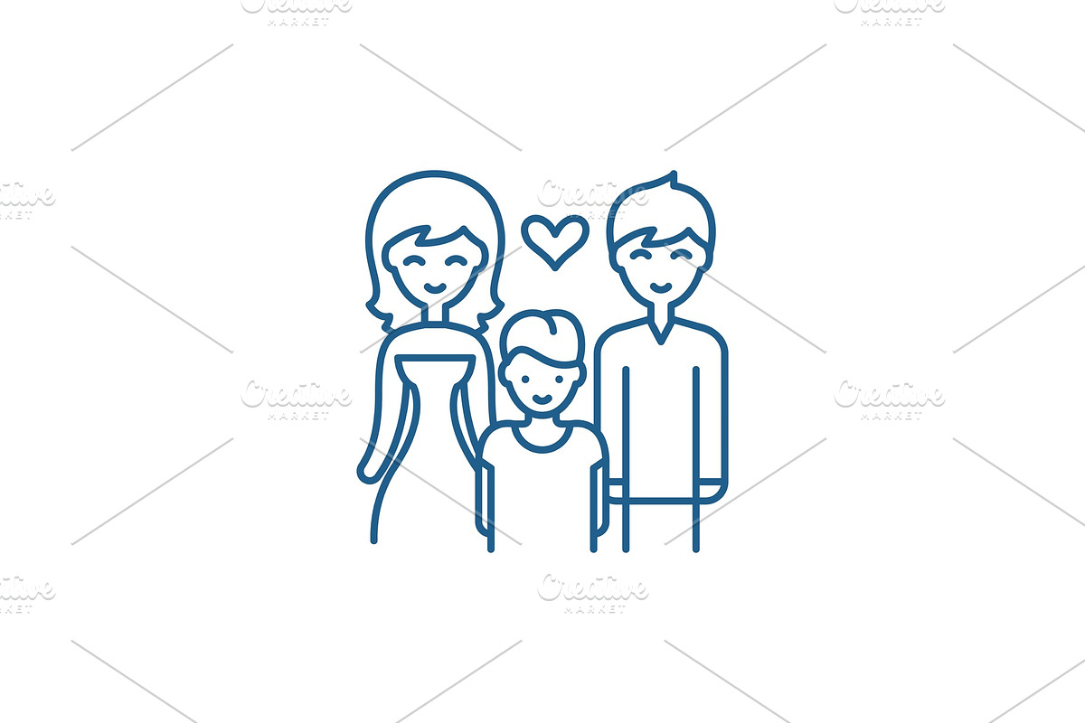 Family with child line icon concept in Illustrations - product preview 8