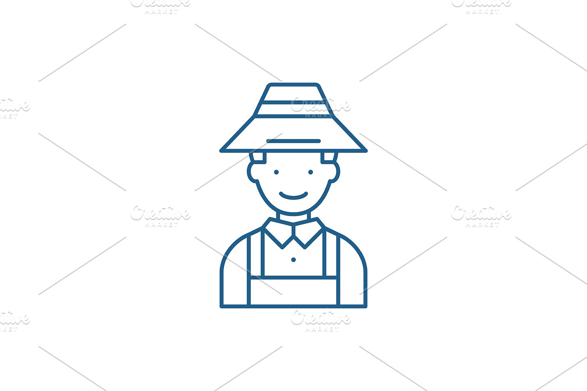 Farmer line icon concept. Farmer in Illustrations - product preview 8