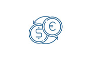 Fast currency exchange line icon