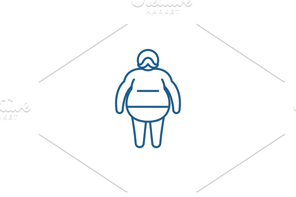Fat man line icon concept. Fat man