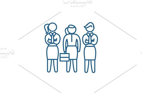 Female employees line icon concept