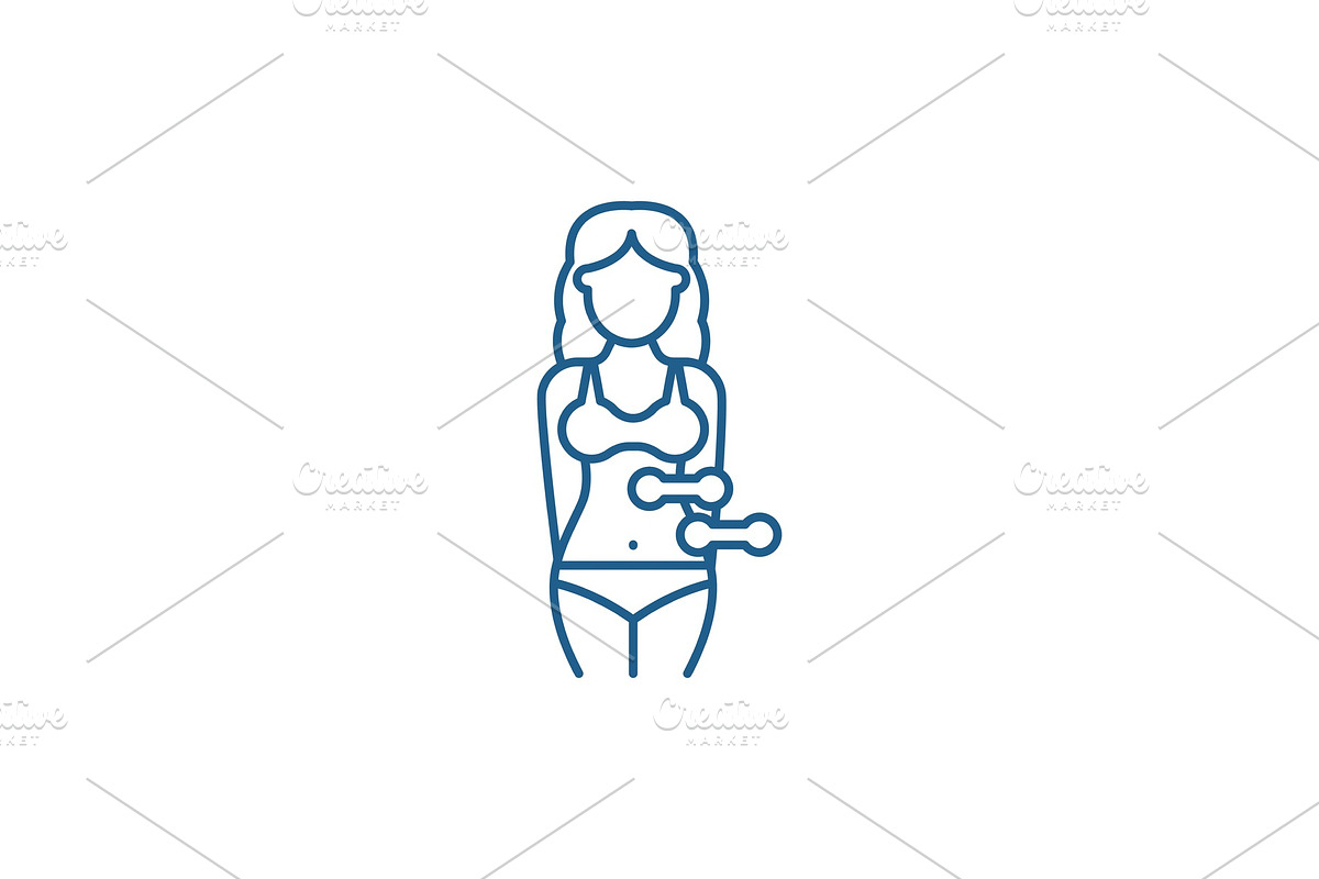 Female fitness line icon concept in Illustrations - product preview 8