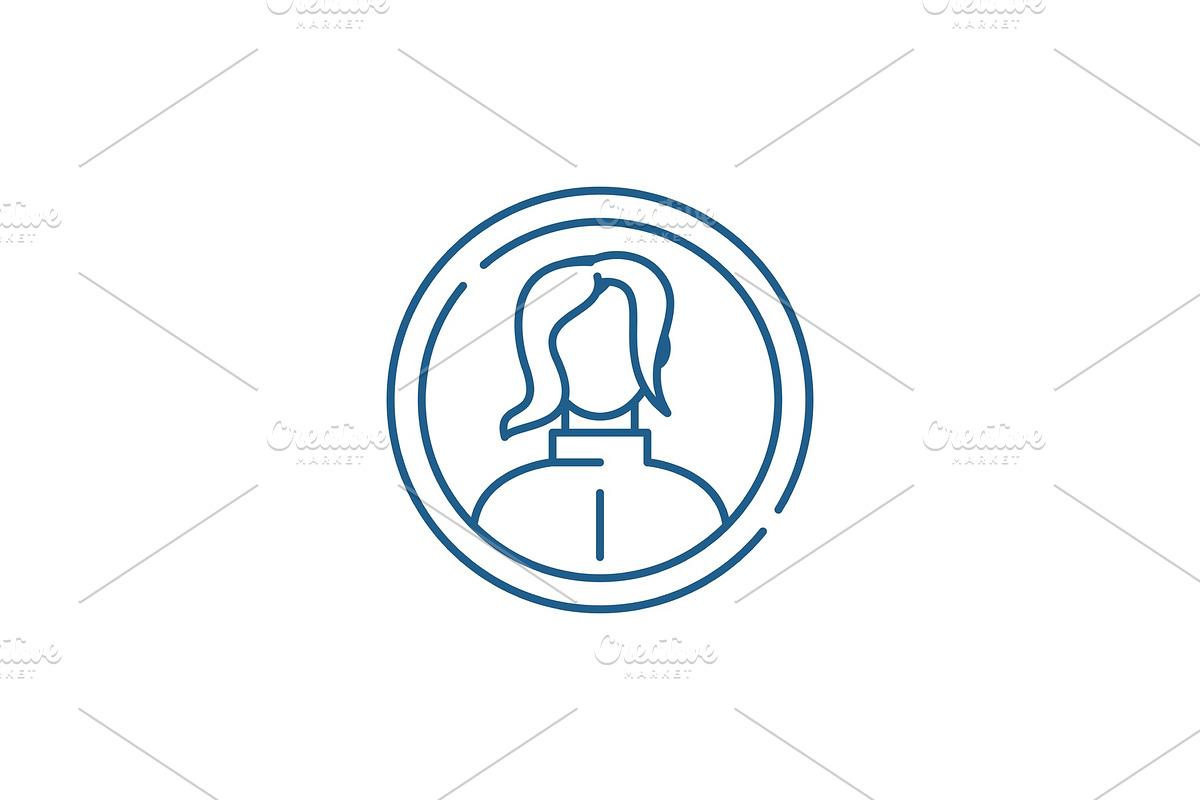 Female profile line icon concept in Illustrations - product preview 8
