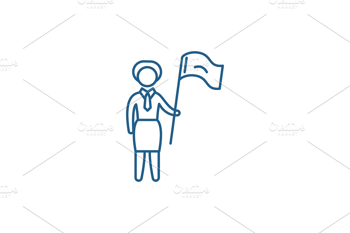 Female target line icon concept in Illustrations - product preview 8