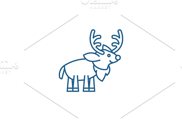 Festive deer line icon concept