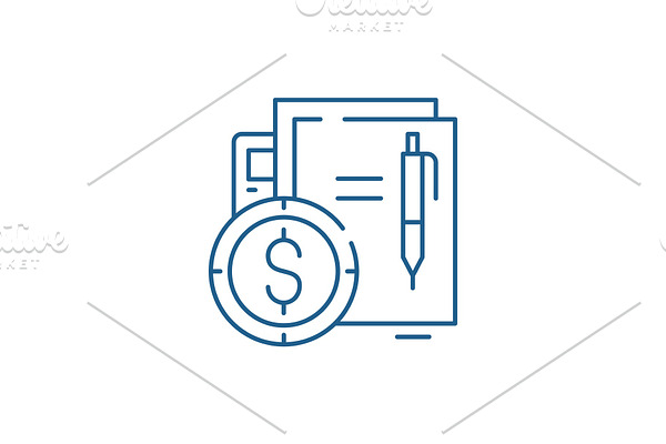 Financial contract line icon concept
