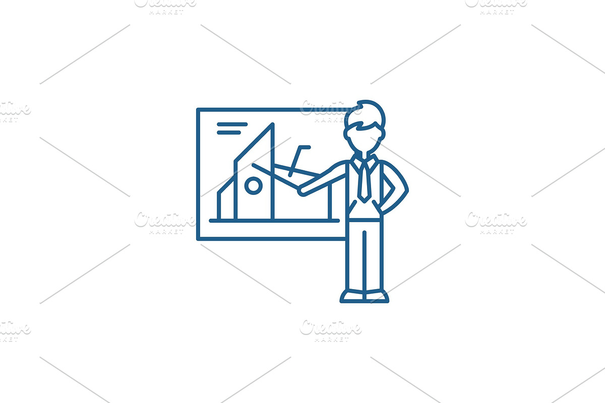 Financial presentation line icon in Illustrations - product preview 8