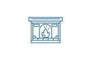 Fireplace line icon concept