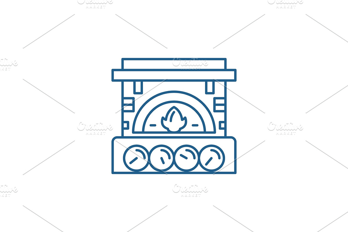 Fireplace brick line icon concept in Objects - product preview 8
