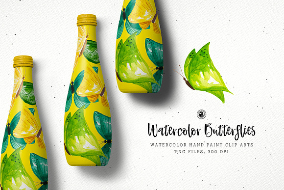 Watercolor Butterflies in Objects - product preview 2
