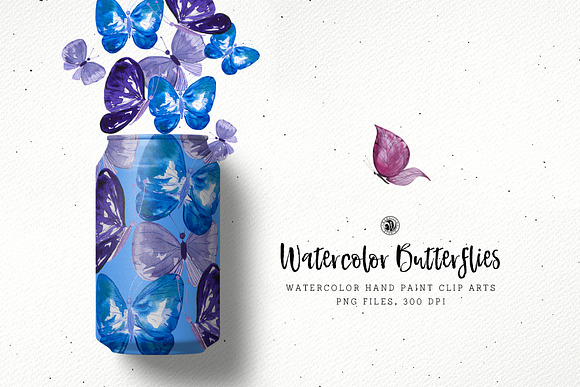 Watercolor Butterflies in Objects - product preview 3