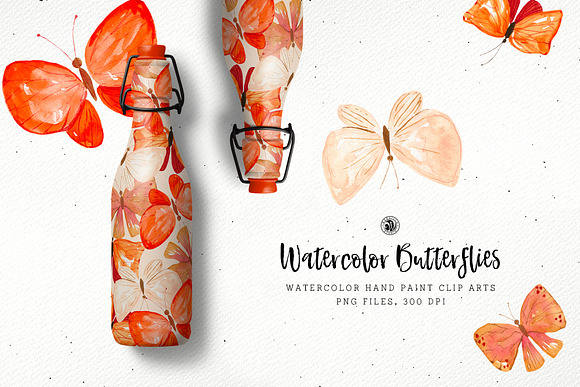 Watercolor Butterflies in Objects - product preview 4