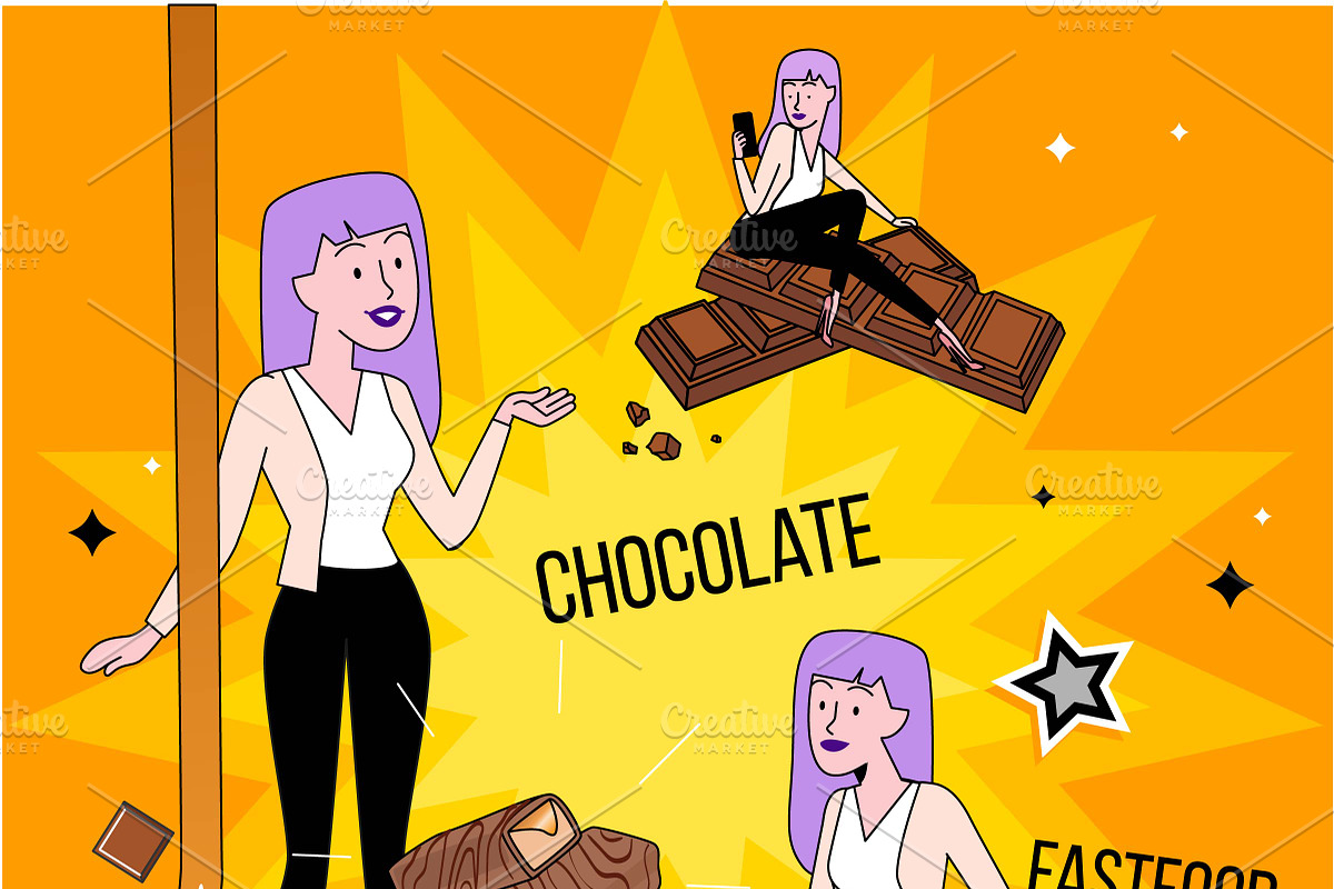 The girl and chocolates in Illustrations - product preview 8