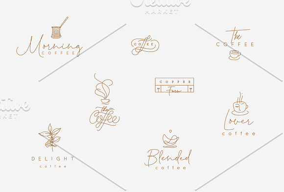 Coffee Logo Elements Flat in Illustrations - product preview 1