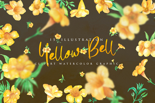 Yellow bell Flower Watercolor