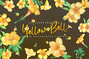Yellow bell Flower Watercolor