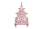 Patterned Pagoda - Pink Pattern Mix