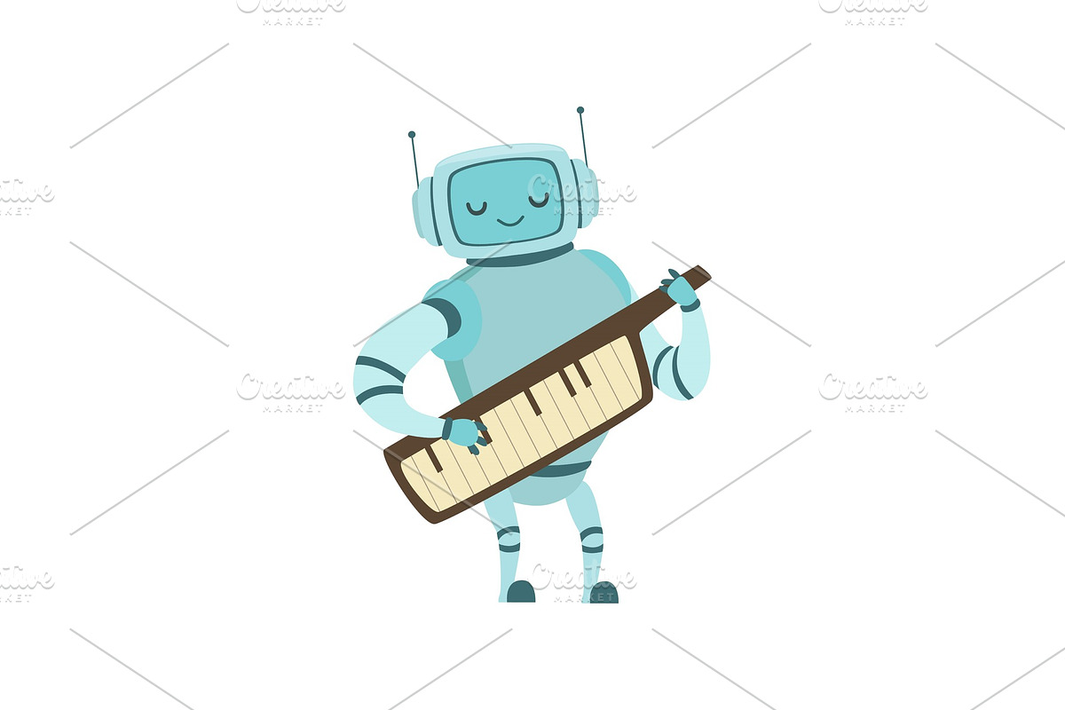 Cute Robot Musician Playing on in Illustrations - product preview 8