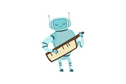 Cute Robot Musician Playing on