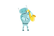 Cute Robot Musician Playing