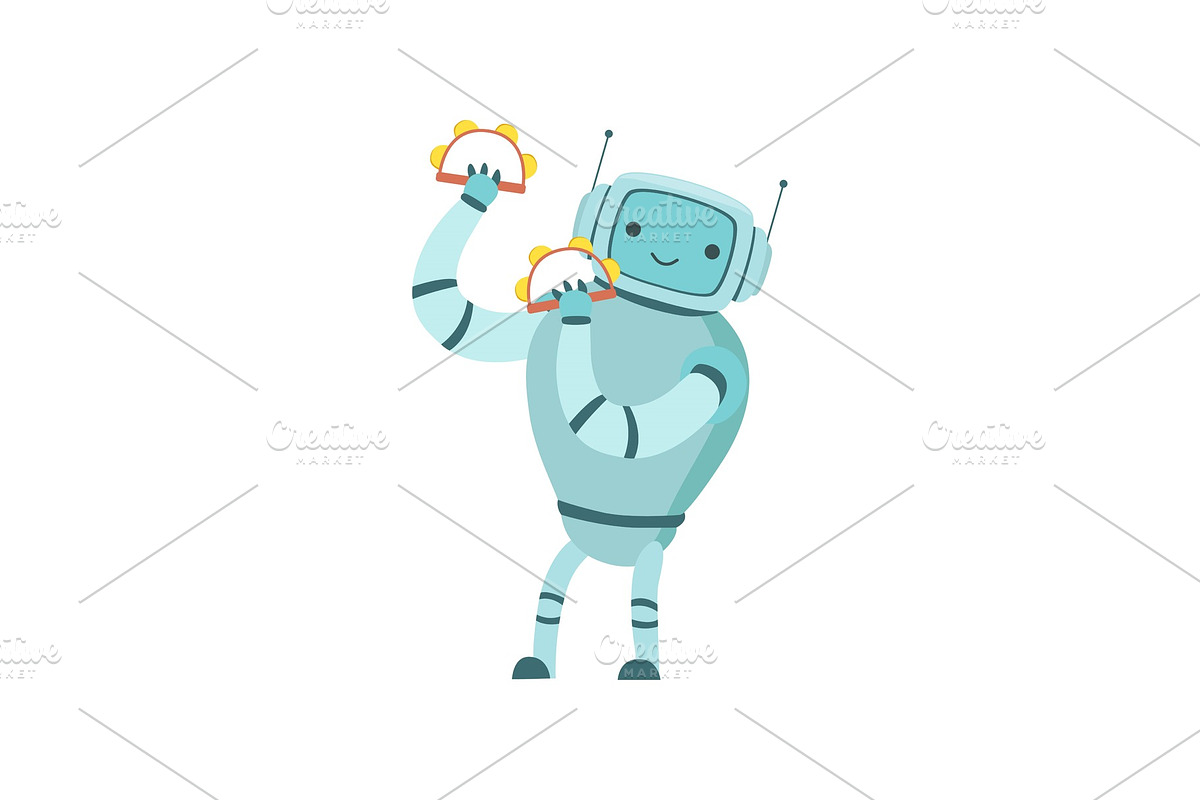 Cute Robot Musician Playing in Illustrations - product preview 8