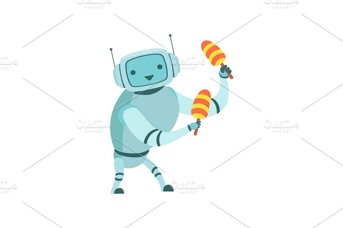 Cute Robot Musician Playing Maracas in Illustrations - product preview 8