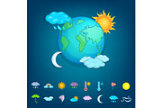 Weather symbols concept planet