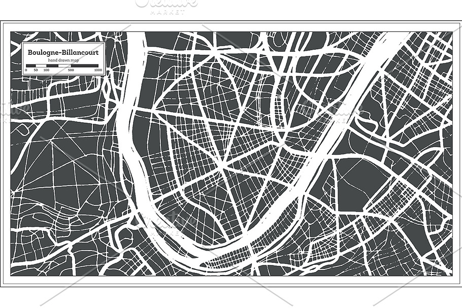 Boulogne-Billancourt France City Map in Illustrations - product preview 8