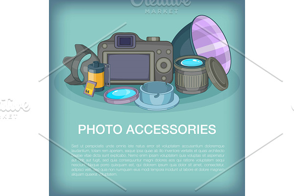 Photo accessories concept, cartoon