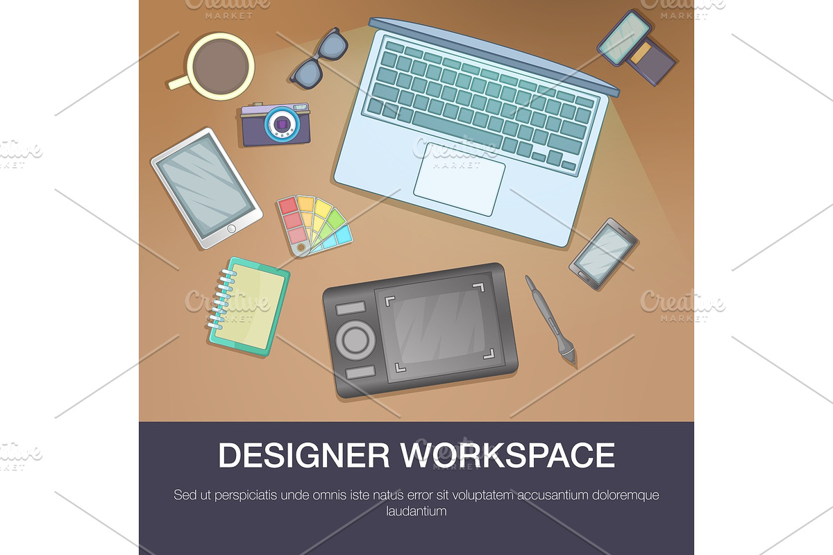 Designer workspace concept, cartoon in Illustrations - product preview 8