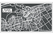 Dunkirk France City Map in Retro