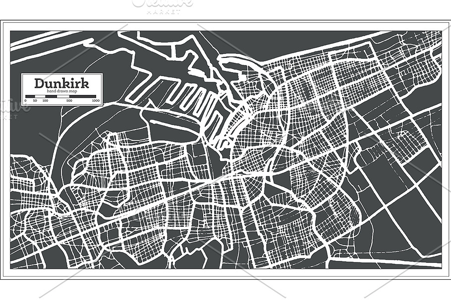 Dunkirk France City Map in Retro in Illustrations - product preview 8