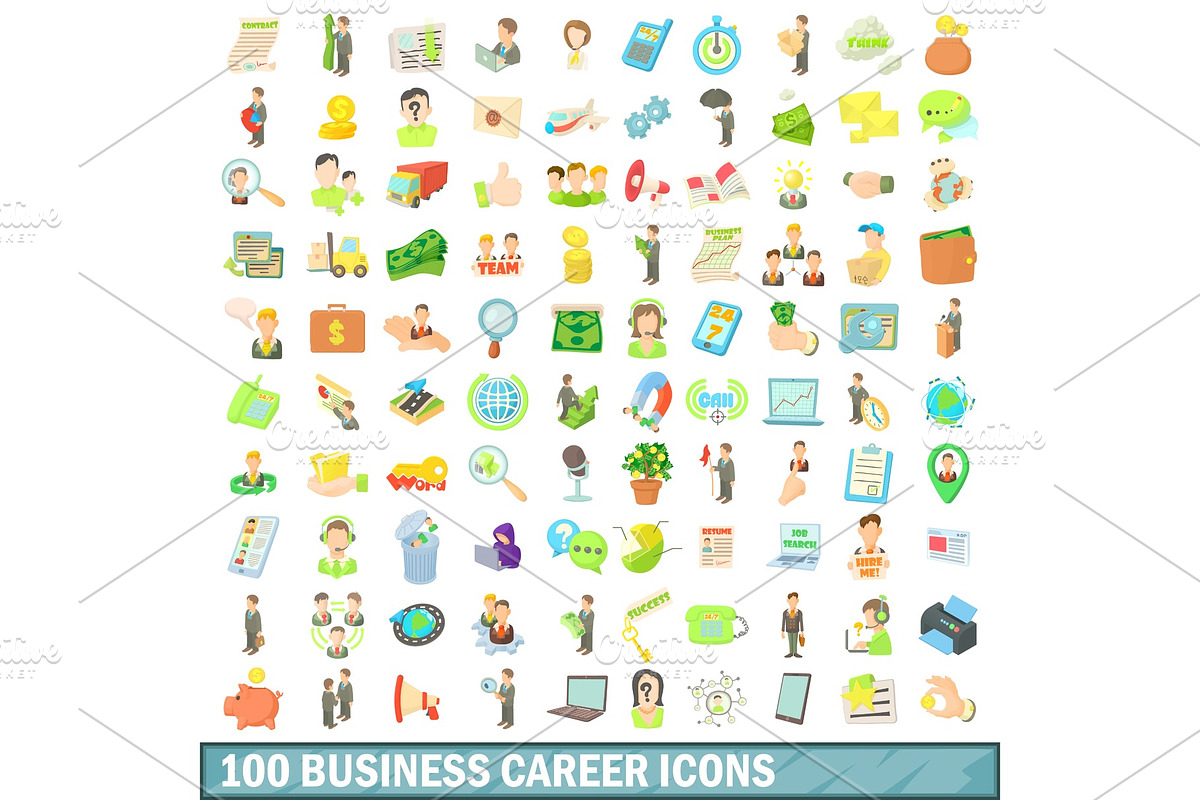 100 business career icons set in Illustrations - product preview 8