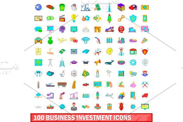 100 business investment icons set