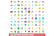 100 graphic design icons set