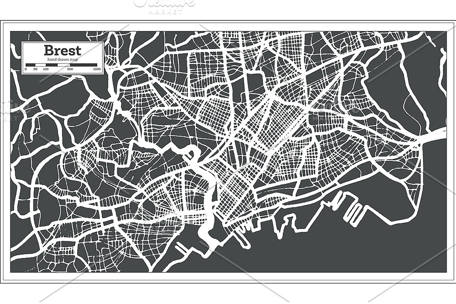 Brest France City Map in Retro Style in Illustrations - product preview 8