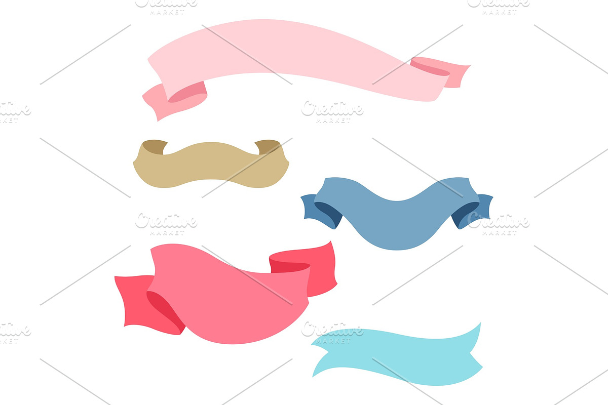 Set of romantic ribbons and banners in Illustrations - product preview 8