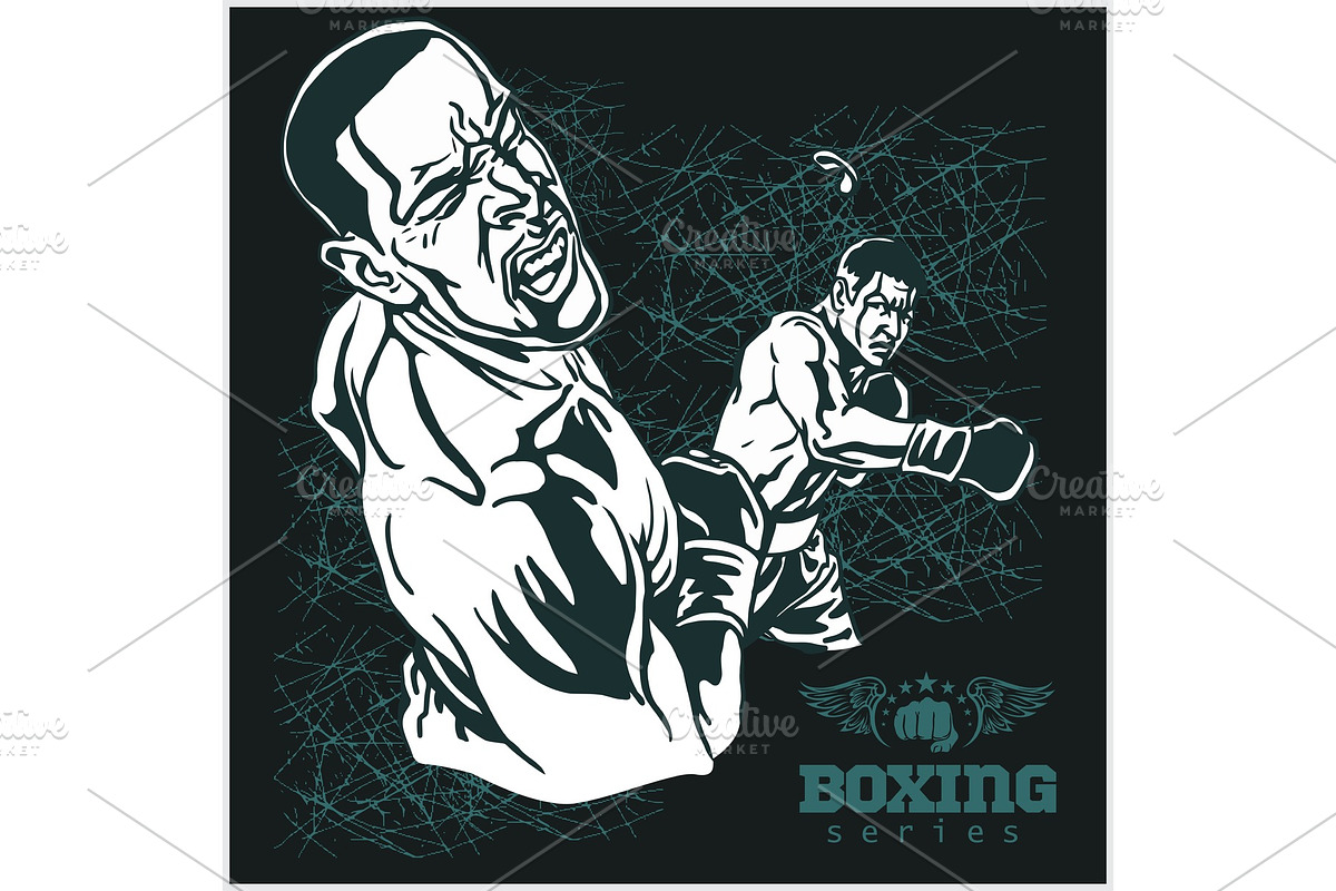 Boxing Match - Retro Illustration on in Illustrations - product preview 8