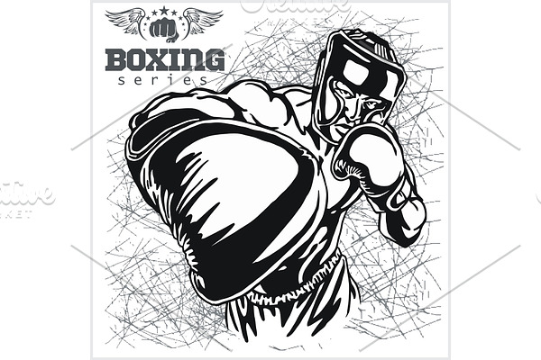 Boxing Match - Retro Illustration on